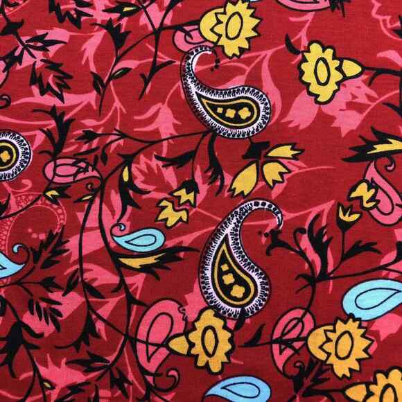 LuLaRoe Women’s T Shirt Size XS Red Floral Paisley Black Yellow Blue - Picture 4 of 6